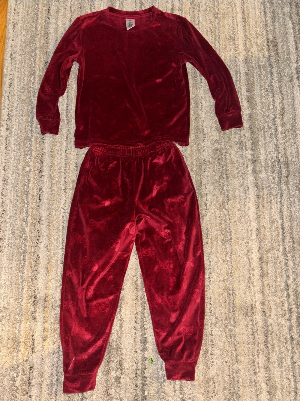 Kids Red Velour Pajama Set